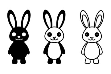 easter bunny silhouette vector, rabbit line art , rabbit black symbol, easter outline art