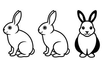 easter bunny silhouette vector, rabbit line art , rabbit black symbol, easter outline art