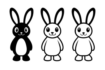 easter bunny silhouette vector, rabbit line art , rabbit black symbol, easter outline art