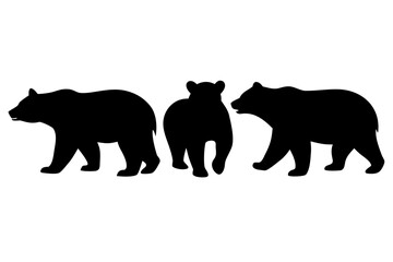 bear silhouette set, bear black icon, bear symbol