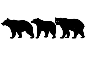 bear silhouette set, bear black icon, bear symbol
