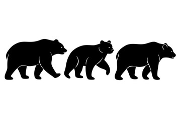 bear silhouette set, bear black icon, bear symbol