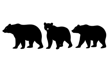 bear silhouette set, bear black icon, bear symbol