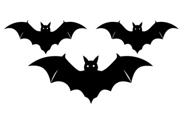 halloween bat silhouette vector, bat black icon set