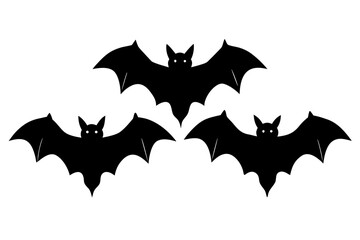 halloween bat silhouette vector, bat black icon set