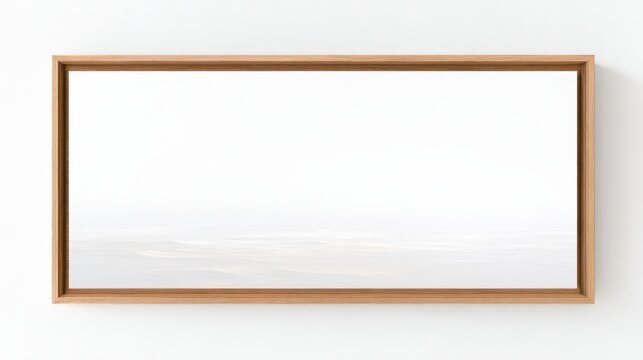 Art Frame with Blank Canvas: A rectangular art frame of fine wood contains a pure, empty canvas