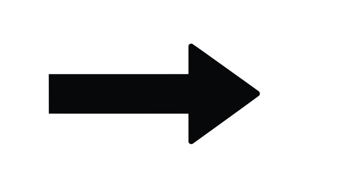 Vector illustration of single black arrow pointing to the right