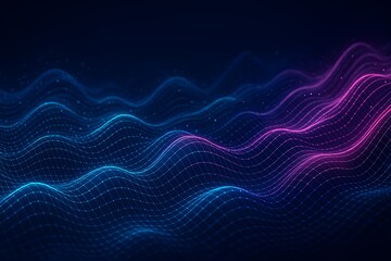 Big data visualization – undulating grid, particles, and curves symbolizing algorithms and insights