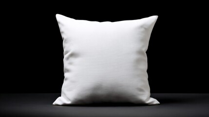 Cozy Comfort: An isolated, soft white pillow, inviting rest and relaxation against a dark, dramatic backdrop.