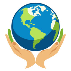 Earth in hands with white background