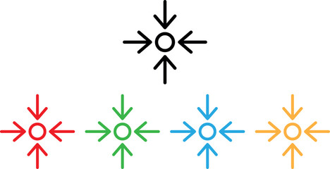Colorful meeting point icon set in different colors . Centering object icon . Vector illustration