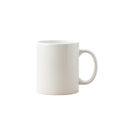 Minimalist white ceramic mug showcasing a clean, elegant design against a stark setting with