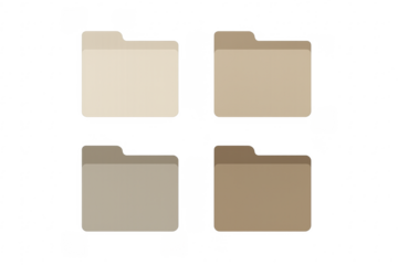 Four brown document folder icons transparent background
