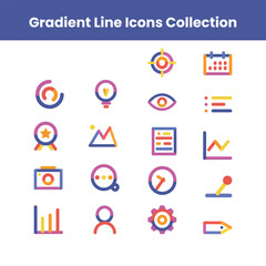 Flat icons set for web and mobile applications design, Gradient Line Icons Collection