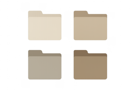 Four brown document folder icons transparent background