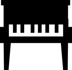 Piano Icon Grand Piano Symbol and Musical Instrument Group, Keyboard, Classical Music, Electric Piano, Melody, Performance, Entertainment Vector in Black Flat Style