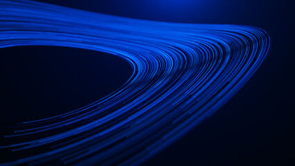 Elegant blue light streaks flowing on a dark abstract background with animation glow effects.
