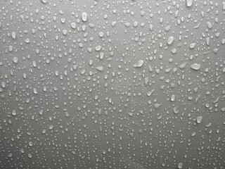 Drops of water on a grayish-white background. Rainy season concept