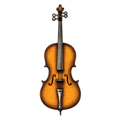 Fototapeta premium Vintage Engraved Cello Design Displayed, isolated on transparent background.