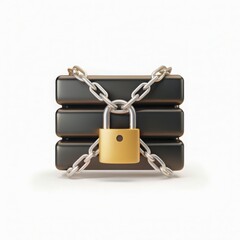 Cyber security Secure storage with a padlock and chains representing safety and protection.