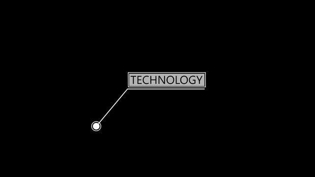Animation of HUD elements with text Technology. Animate a White color callous for text animation. HUD elements on black background.