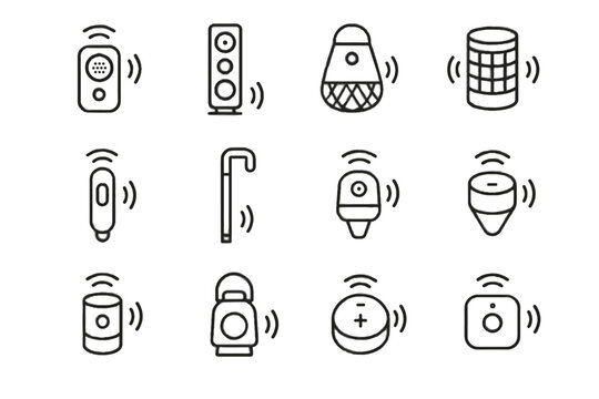 Vector icon lamp hub beacon pocket voice guide sound portable unit