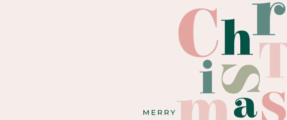 Christmas poster, banner and card design. Christmas lettering in pastel minimalist style. Xmas and new year background 2026 © jennylipmic