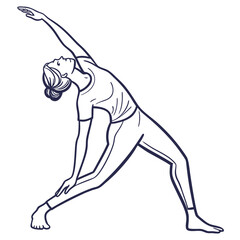 Woman in yoga triangle pose for health