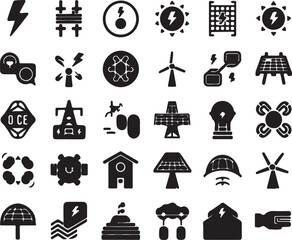 Renewable energy sources and sustainable living black and white concept