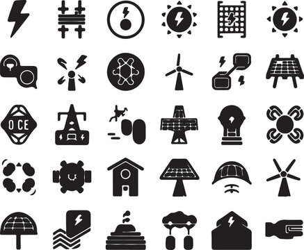 Renewable energy sources and sustainable living black and white concept