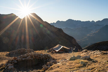 First Rays Sunshine After Bivouacking