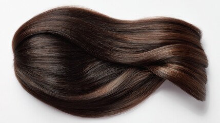 Fototapeta premium Close-up of a hair extension. the hair is dark brown in color and appears to be loose and unkempt.