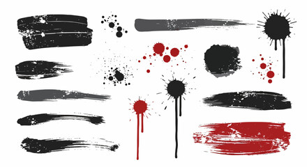 Artistic Vector Paint Splashes and Brush Strokes Grunge Texture Design Elements