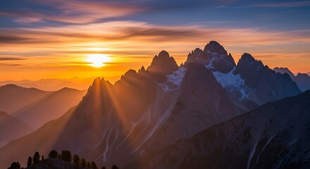 Sunset over majestic mountain range. (1)