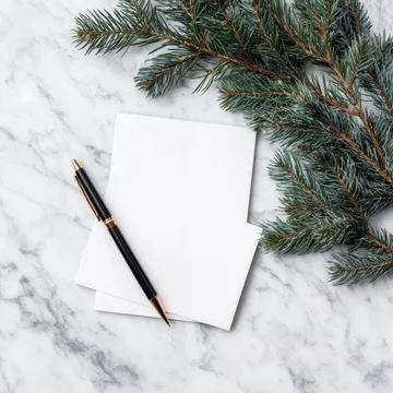 Modern Christmas Card Mockup with Natural Greenery
