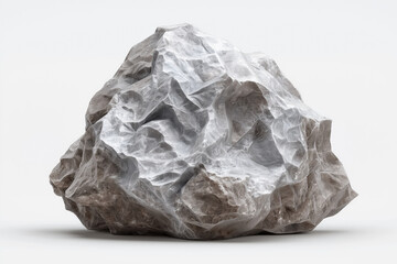 Fototapeta premium Large rough gray rock with natural texture on white background