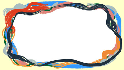 Abstract colorful artistic frame made of brush strokes