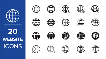 world web icon www earth globe icons. website icon for contact icons. Web icon vector. Web icon page symbol for your web design. Internet world vector