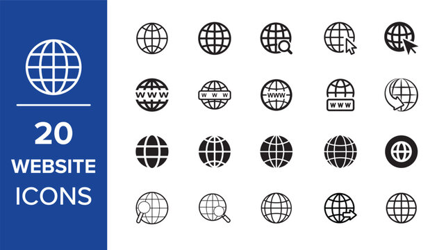 world web icon www earth globe icons. website icon for contact icons. Web icon vector. Web icon page symbol for your web design. Internet world vector