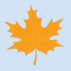Bright Orange Maple Leaf Vector Illustration on Light Background