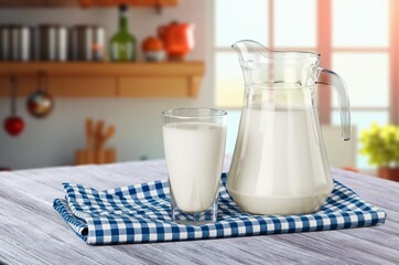 Tasty aroma fresh milk on kitchen desk