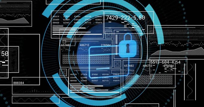 Empty outlines appearing initiating HUD encryption interface spinning rings securing data flow