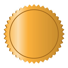 Gold certificate badge vector illustration isolated on transparent background