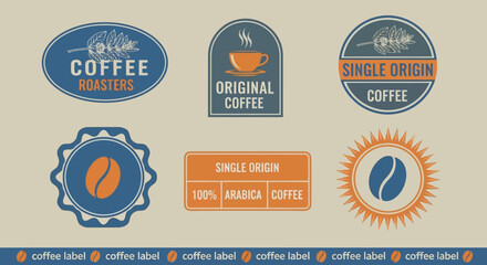 Coffee Labels Vintage Designs for Coffee Shops and Packaging