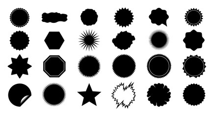 Collection of Black Geometric Badge and Label Shapes for Design Projects
