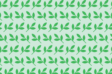 Leaves pattern on green background . Botanical pattern . Green leaves background . Vector illustration