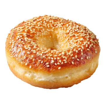 Freshly baked sesame bagel ready for breakfast in a cozy cafe setting isolated on transparent background