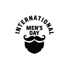 Vector art of international mens day logo with a beard and mustache graphic