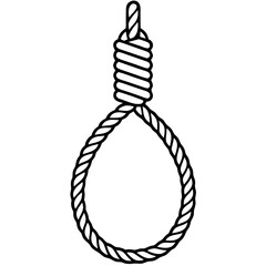 Noose Rope Silhouette Illustration Minimalist One Line Vector Symbol Design