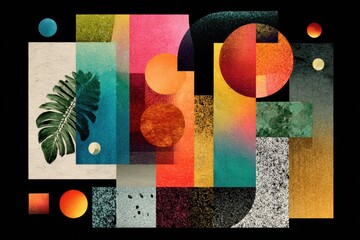 Modern abstract gradient art poster with geometric shapes.  Illustration of bright multicolored futuristic design gradients, print and trendy typography for poster, cover or flyer.